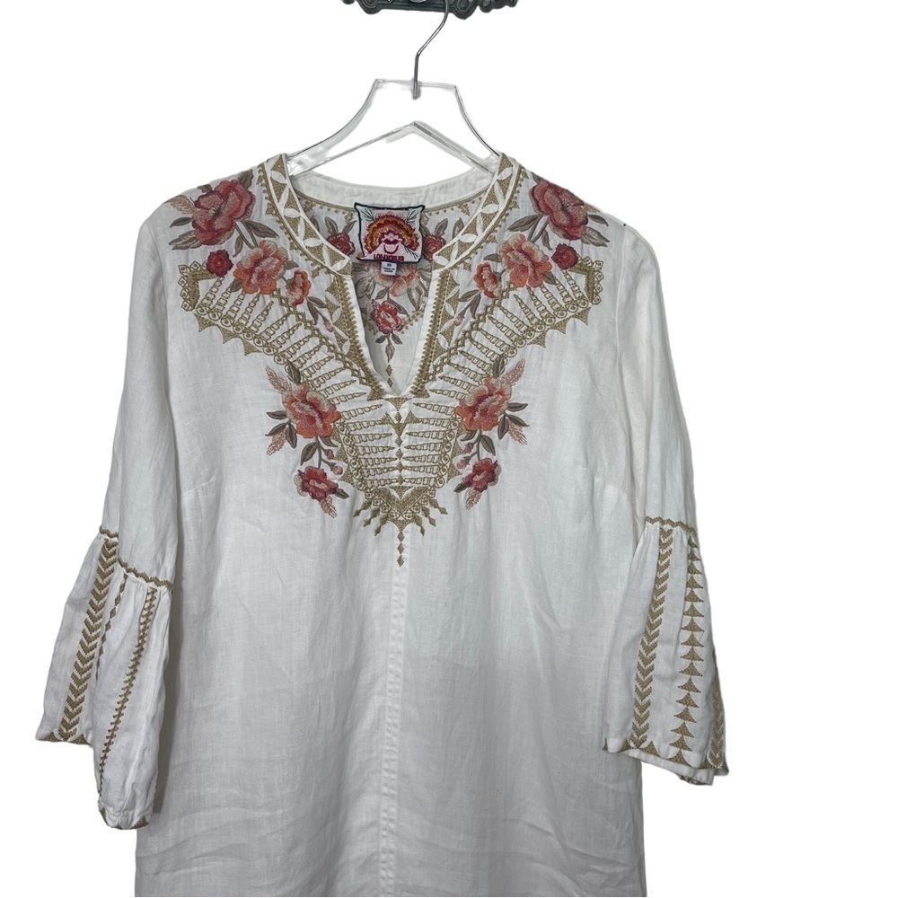 Johnny Was Linen Embroidered Floral Tunic Dress Boho Size XS - Picture 8 of 10